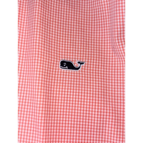 Vineyard Vines Whale Shirt Mens XL orange Gingham Check Button Down 100% Cotton - Picture 5 of 8